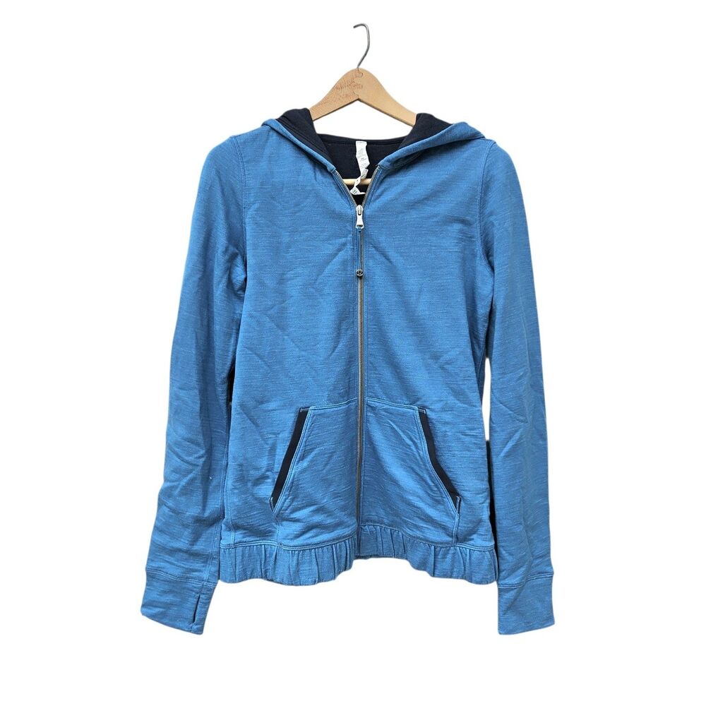 Women's Lululemon Harmony Hoodie Jacket Sz 8 Heathered Blue Full Zip Athletic